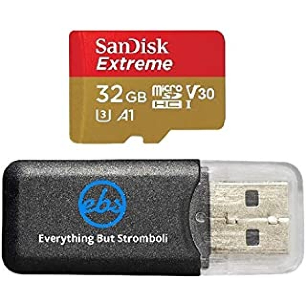 SanDisk 32GB Micro SDHC Memory Card Extreme Works with GoPro Hero 7 Black, Silver, Hero7 White UHS-1 U3 with (1) Everything But Stromboli (TM) Micro Card Reader