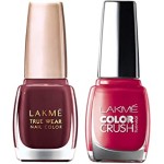 Lakme True Wear Nail Color, Reds & Maroons 401, 9 ml and Lakme True Wear Color Crush Nail Color, Red 24, 9ml