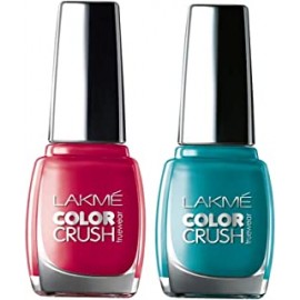 Lakme True Wear Color Crush Nail Color, Red 24, 9ml & Lakme True Wear Color Crush Nail Color, Blue 27, 9ml