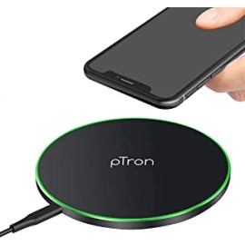 pTron Bullet Wireless WX21 15W Fast Charging Pad with 3A Type-C 1.2 Meter Cable, Compatible with Wireless Charging Enabled Smartphones (Black)
