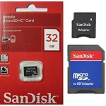 SanDisk 32GB 32G microSD microSDHC SD SDHC Card Class 4 C4 Retail Pack with SD and MiniSD Adapters