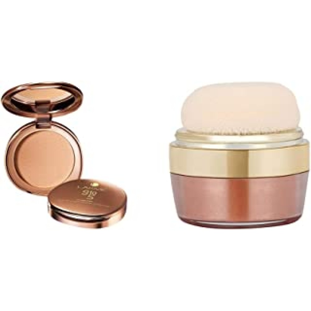 Lakme 9 to 5 Flawless Matte Complexion Compact Powder, Melon, Absorbs Oil, Conceals & Gives Radiant Skin - All Day Matte Finish Face Makeup, 8 g & LAKMÉ Face Sheer Highlighter, Sun Kissed, 4g