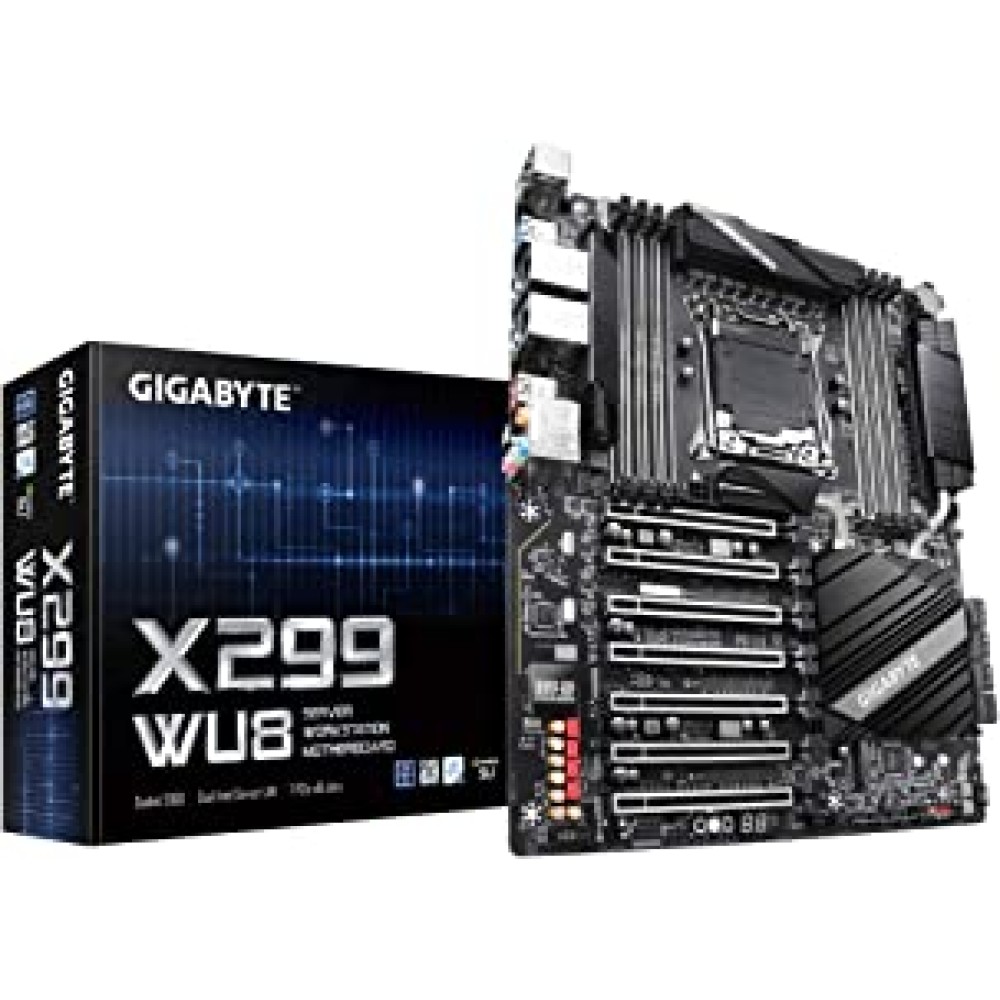 GIGABYTE X299-WU8 Server Motherboard with 7 PCIe x16 Slots, Dual Intel Server LAN, PCIe x4 M.2, USB 3.1 gen 2 Type-C.