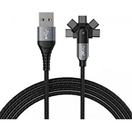 boAt Micro Axis 1.5 m Cable with Rotating Connector, 3A Fast Charging, Stress Resistance & Tangle-Free Cable Organizer(Mercurial Black)