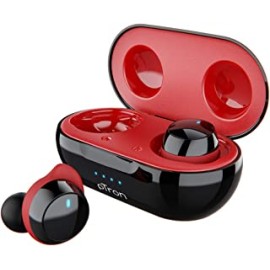 pTron Bassbuds Elite True Wireless in Ear Headphones with Mic(TWS), Bluetooth 5.0, Hi-Fi Sound with Bass, Ergonomic Earbuds, Auto Pairing, Passive Noise Cancellation, Voice Assistance - (Black & Red)