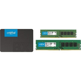 Crucial BX500 480GB 3D NAND SATA 6.35 cm (2.5-inch) SSD (CT480BX500SSD1) & RAM 8GB DDR4 3200MHz CL22 (or 2933MHz or 2666MHz) Desktop Memory & RAM 8GB DDR4 2666 MHz CL19 Desktop Memory CT8G4DFRA266
