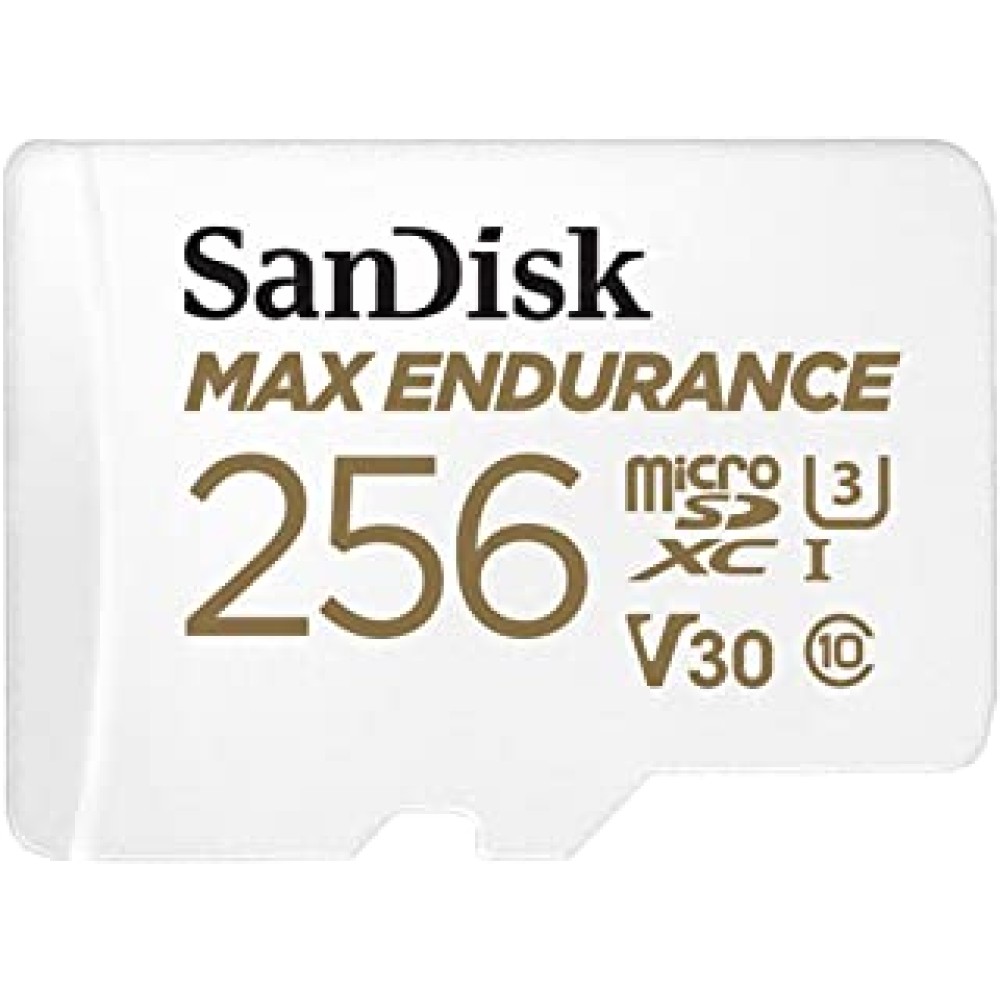 SanDisk 256GB MAX Endurance microSDXC Card with Adapter for Home Security Cameras and Dash cams - C10, U3, V30, 4K UHD, Micro SD Card - SDSQQVR-256G-GN6IA