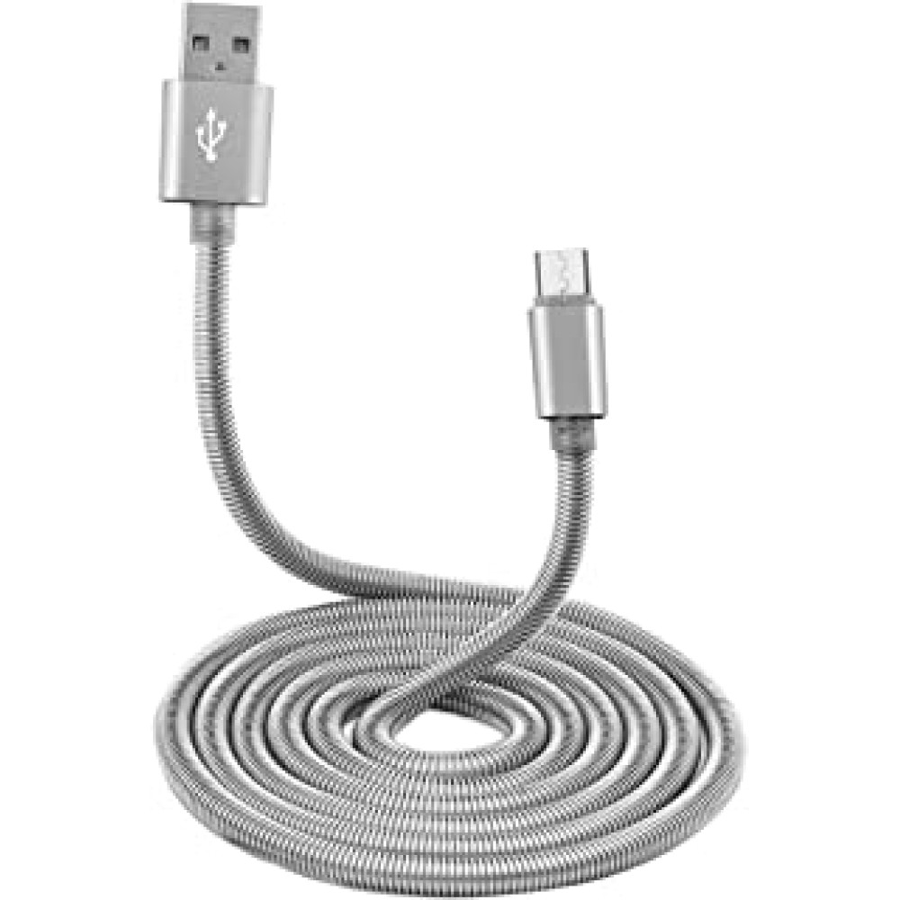 PTron Falcon Micro USB Cable 1.5A Fast Charging Cable 1 Meter Long USB Cable - (Silver)