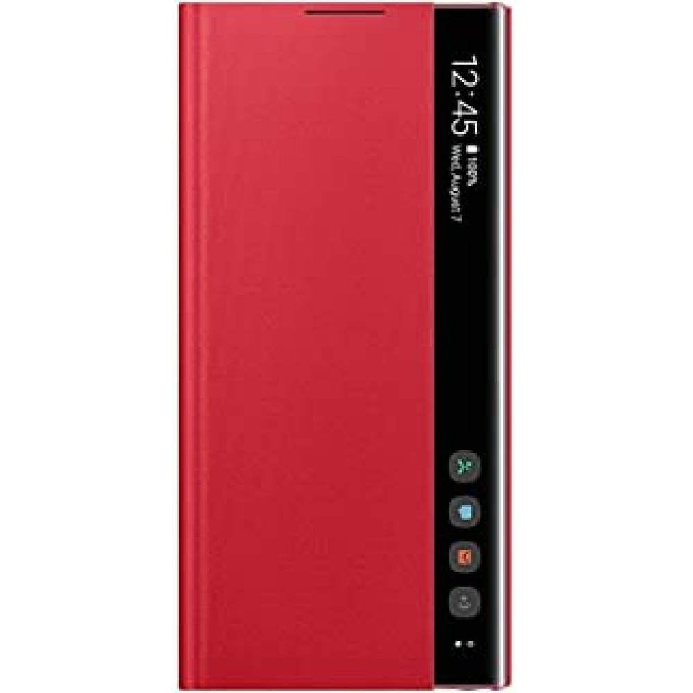 Samsung Faux Leather Original Clear View Cover Case for Samsung Galaxy Note 10 - Red