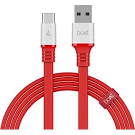boAt Type C A750 Stress Resistant, Tangle-free, Sturdy Flat Cable with 6.5A Fast Charging & 480Mbps Data Transmission, 10000+ Bends Lifespan and Extended 1.5m Length(Radiant Red)