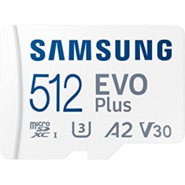 Samsung EVO Plus 512GB microSDXC UHS-I U3 130MB/s Full HD & 4K UHD Memory Card with Adapter (MB-MC512KA), Blue