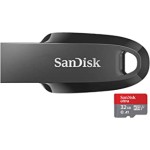 SanDisk Â® Ultra Curve USB 3.2 64GB 100MB/s R Black & Ultra microSD UHS-I Card 32GB, 120MB/s R
