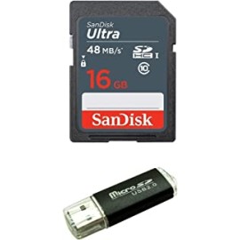 Sandisk 16GB SD SDHC Flash Memory Card For NINTENDO 3DS N3DS DS DSI &amp; Wii Media Kit, Nikon SLR Coolpix Camera, Kodak Easyshare, Canon Powershot, Canon EOS + SD/TF USB Card Reader