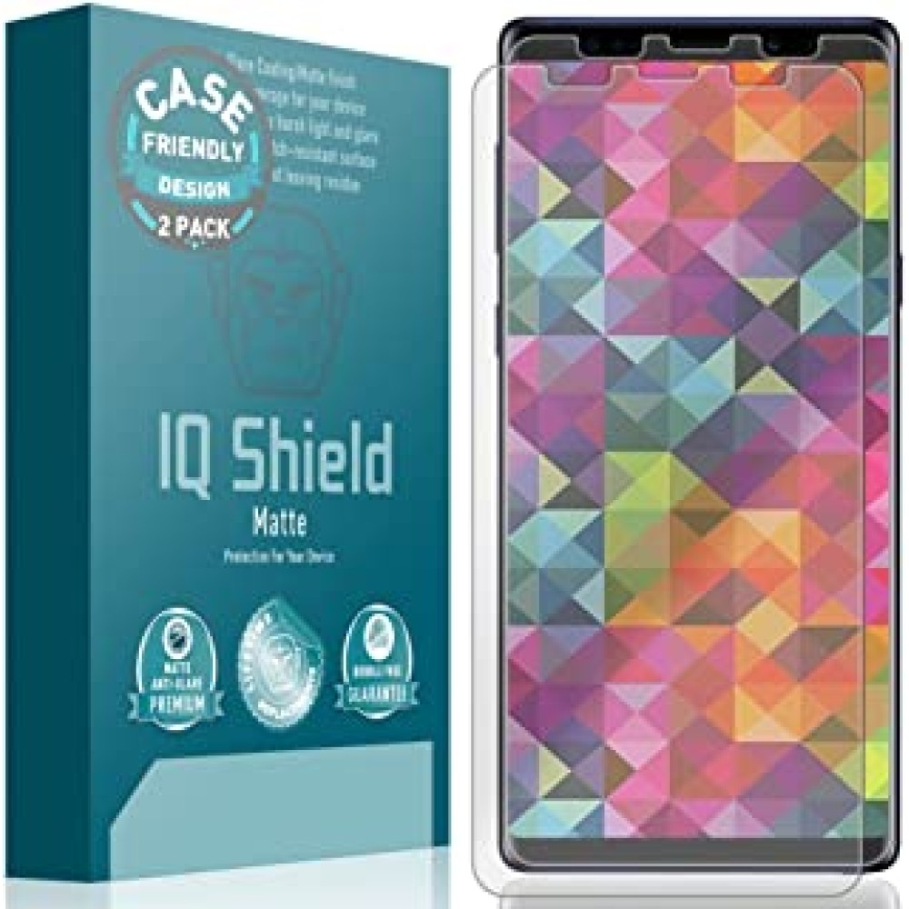 Samsung Galaxy Note 9 Screen Protector, IQ Shield Matte Full Coverage Anti-Glare Screen Protector for Samsung Galaxy Note 9 [Case Friendly][2-Pack] Bubble-Free Film