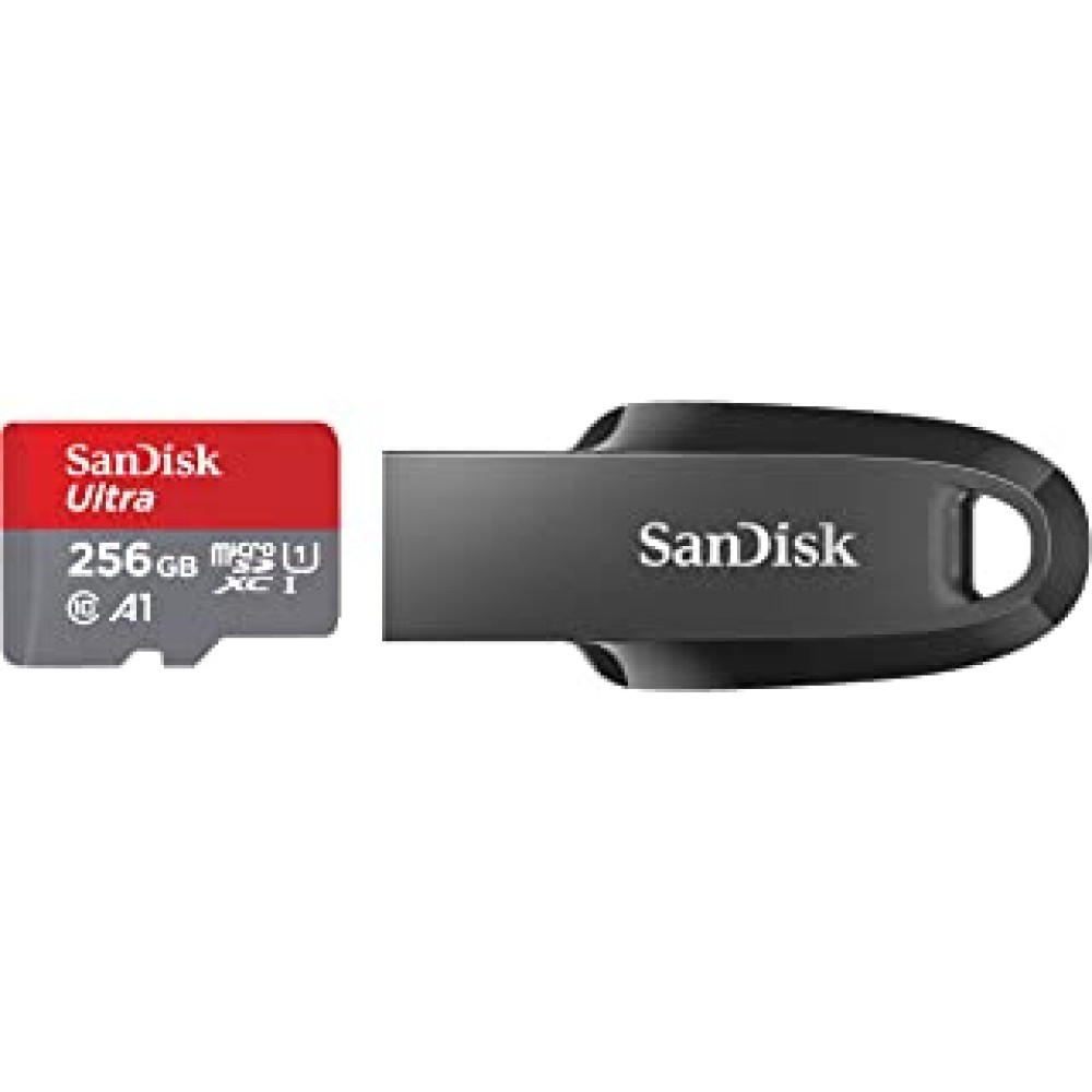 SanDisk Ultra microSD UHS-I Card 256GB, 120MB/s R & Â® Ultra Curve USB 3.2 32GB 100MB/s R Black