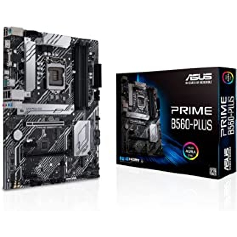 ASUS Prime B560-Plus (Intel Socket LGA1200 for 11th Gen Intel Core & 10th Gen Intel Core, Pentium Gold and Celeron) ATX motherboard with PCIe 4.0 two M.2 slots 8 power stages Intel 1Gb Ethernet DisplayPort HDMI D-Sub USB 3.2 Gen1 Type-C rear USB 3.2 G