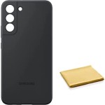 Samsung Galaxy S22+ Plus Silicone Cover, Protective Phone Case, Soft, Sleek Protection, Slim Design, Matte Finish - Includes Microfiber Cleaning Cloth - Black