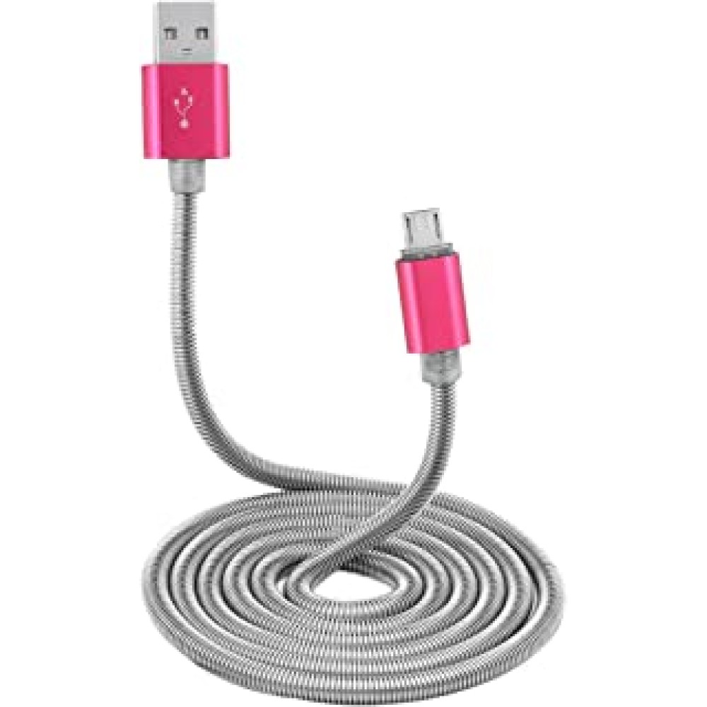 PTron Falcon Micro USB Cable 1.5A Fast Charging Cable 1 Meter Long USB Cable - (Pink)
