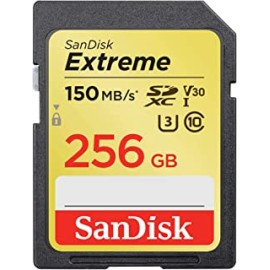 SanDisk Extreme SDXC, SDXVF 256GB, V30, U3, C10, UHS-I, 90MB/s R, 60MB/s W, for 4K Video