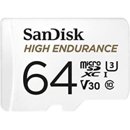 SanDisk 64GB High Endurance Video MicroSDXC Card with Adapter for Dash Cam and Home Monitoring Surveillance Systems - C10, U3, V30, 4K UHD, Micro SD Card - SDSQQNR-064G-GN6IA