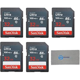 Everything But Stromboli SanDisk 32GB Ultra SD Memory Card (5 Pack Bundle) SDHC UHS-I Card Class 10 (SDSDUNB-032G-GN3IN) Plus 1 (TM) Microfiber Cloth