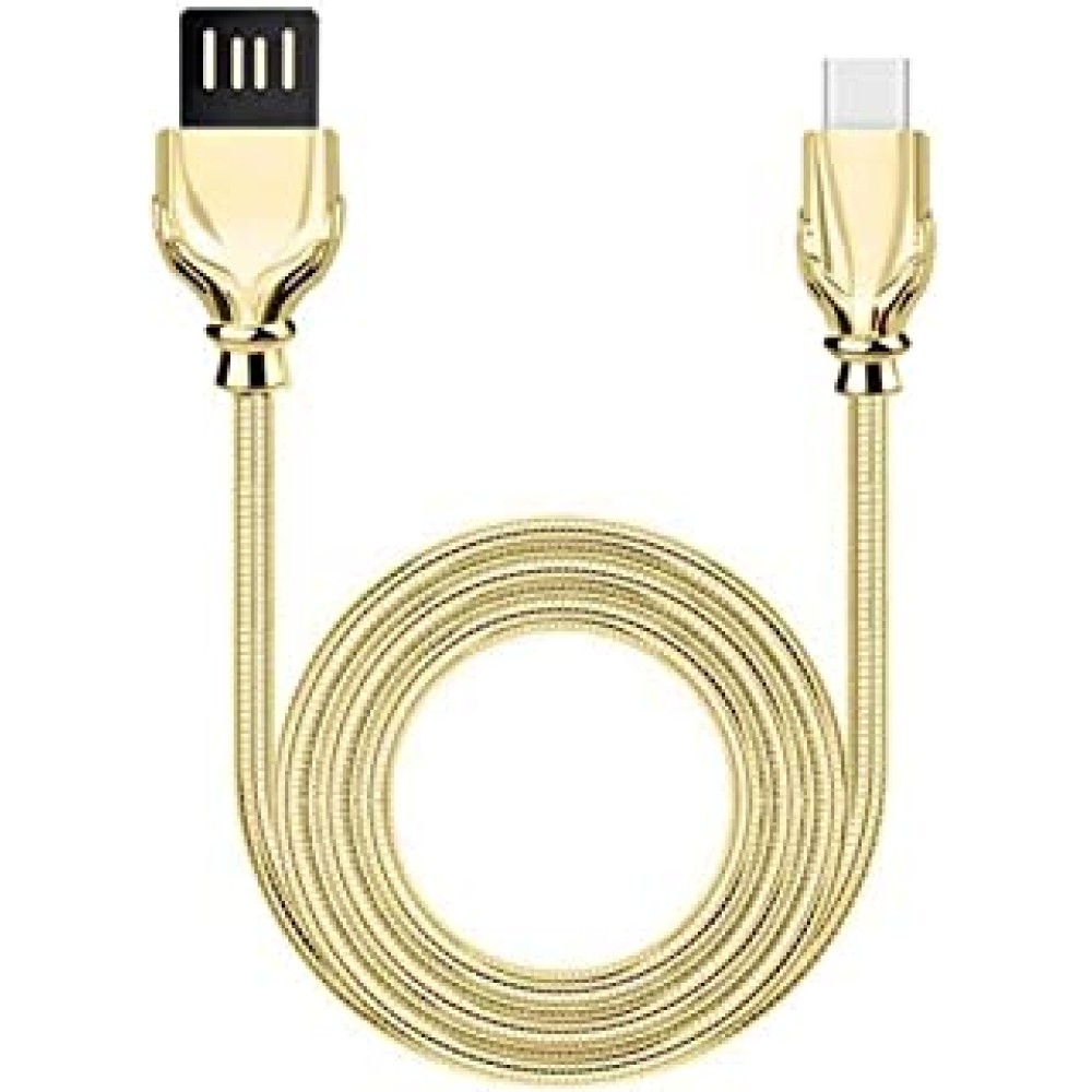 PTron Falcon Pro Type C Cable 2.1A Fast Charging Cable 1 Meter Long USB Cable - (Gold)