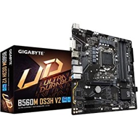 Intel® B560M-DS3H V2 Ultra Durable Motherboard with Direct 6+2 Phases Digital VRM, Full PCIe 4.0* Design, PCIe 4.0 M.2, GIGABYTE 8118 Gaming LAN, 8-ch HD Audio with Audio Caps, USB TYPE-C® , RGB FUSION 2.0, Q-Flash Plus