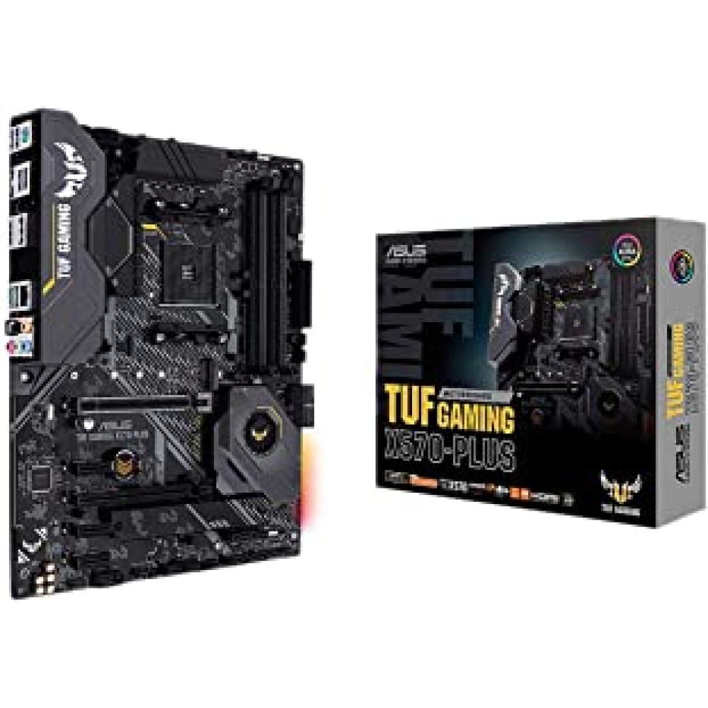 ASUS TUF Gaming X570-PLUS (AMD AM4 Ryzen 5000/4000/3000/2000/G) ATX Gaming Motherboard with PCIe 4.0 Dual M.2 14 Dr. MOS Power Stages HDMI DP SATA 6Gb/s USB 3.2 Gen 2 and Aura Sync RGB Lighting, DDR4