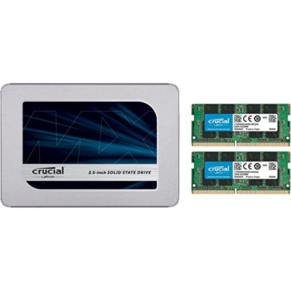 Crucial MX500 250GB SATA 6.35 cm (2.5-inch) 7mm Internal SSD & RAM 8GB DDR4 2666 MHz CL19 Laptop Memory CT8G4SFRA266 & RAM 8GB DDR4 3200MHz CL22 Laptop Memory CT8G4SFRA32A