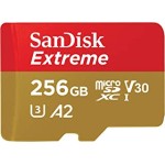SanDisk 256GB Extreme microSDXC UHS-I Memory Card with Adapter - C10, U3, V30, 4K, 5K, A2, Micro SD Card - SDSQXAV-256G-GN6MA