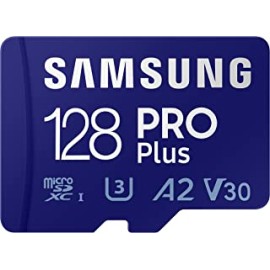 SAMSUNG Pro Plus Micro SD Memory Card + Adapter, 128GB microSDXC, Up to 160MB/s UHS-I, U3, A2, V30Full HD & 4K UHD, Expanded Storage for Phone, Gaming, Tablet, MB-MD128KA/AM