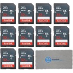 SanDisk 32GB Ultra SD Memory Card (10 Pack Bundle) SDHC UHS-I Card Class 10 (SDSDUNB-032G-GN3IN) Plus 1 Everything But Stromboli (TM) Microfiber Cloth