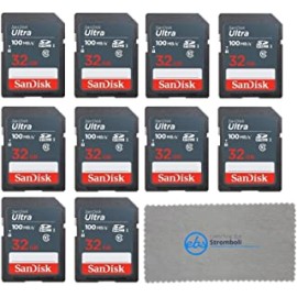 SanDisk 32GB Ultra SD Memory Card (10 Pack Bundle) SDHC UHS-I Card Class 10 (SDSDUNB-032G-GN3IN) Plus 1 Everything But Stromboli (TM) Microfiber Cloth