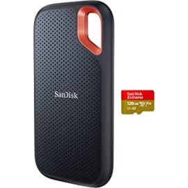 SanDisk 1TB Extreme Portable SSD 1050MB/s R, 1000MB/s W & TypeC Smartphone Compatible, 5Y Warranty, External SSD & Extreme microSD UHS I Card 128GB for 4K Video on Smartphones