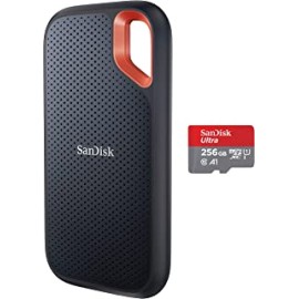 SanDisk 1TB Extreme Portable SSD 1050MB/s R, 1000MB/s W,Upto 2 Meter Drop Protection & TypeC Smartphone Compatible, 5Y Warranty, External SSD & Ultra microSD UHS-I Card 256GB, 120MB/s R