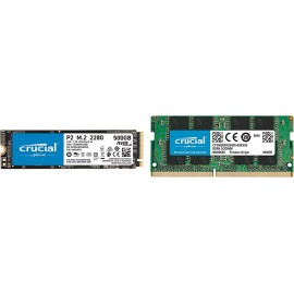 Crucial P2 500GB 3D NAND NVMe PCIe M.2 SSD Up to 2400MB/s - CT500P2SSD8 & RAM 8GB DDR4 3200MHz CL22 (or 2933MHz or 2666MHz) Laptop Memory CT8G4SFRA32A