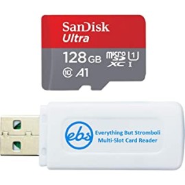 SanDisk Memory Card 128GB Ultra MicroSD Works with LG Stylo 3, LG Zone 4, LG Stylo 5, LG Stylo 4, LG Stylo 2 Cell Phone (SDSQUAR-128G-GN6MN) Bundle with (1) Everything But Stromboli Micro Card Reader