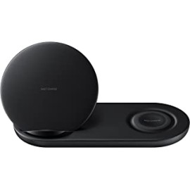 SAMSUNG Wireless Charger Duo, Fast Charge Stand and Pad, Universally for Qi Enabled Phones and Selected Samsung Watches (Black)