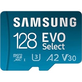SAMSUNG EVO Select + Adapter 128GB microSDXC 130MB/s Full HD & 4K UHD, UHS-I, U3, A2, V30 (MB-ME128KA/AM)