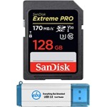 SanDisk Extreme Pro 128GB SD Memory Card for Vlogging Camera Works with Sony ZV-1 (DC-ZV-1) (SDSDXXY-128G-GN4IN) Bundle with (1) Everything But Stromboli 3.0 Card Reader