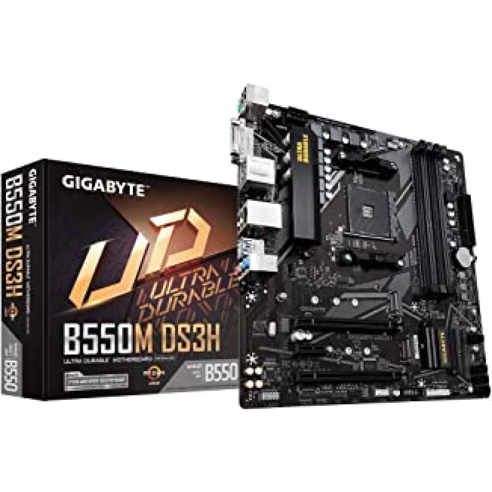 GIGABYTE B550M DS3H Ultra Durable Motherboard with Pure Digital VRM Solution, PCIe 4.0 x16 Slot, RGB Fusion 2.0, Q-Flash Plus