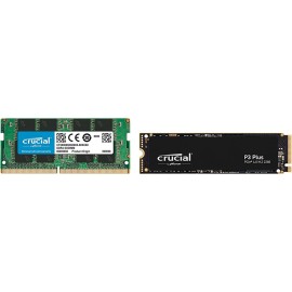 Crucial P3 Plus 500GB PCIe 4.0 3D NAND NVMe M.2 SSD, up to 5000MB/s - CT500P3PSSD8 & RAM 8GB DDR4 3200MHz CL22 (or 2933MHz or 2666MHz) Laptop Memory CT8G4SFRA32A