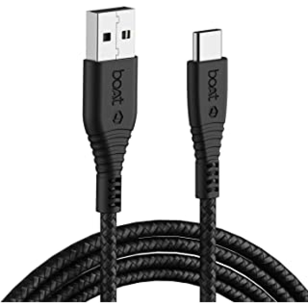 boAt Type C A325 Tangle-free, Sturdy Type C Cable with 3A Rapid Charging & 480mbps Data Transmission(Black)