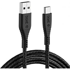 boAt Type C A325 Tangle-free, Sturdy Type C Cable with 3A Rapid Charging & 480mbps Data Transmission(Black)