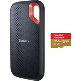 SanDisk 1TB Extreme Portable SSD 1050MB/s R, 1000MB/s W,Upto 2 Meter Drop Protection & TypeC Smartphone Compatible, 5Y Warranty, External SSD & Extreme microSD UHS I Card 256GB