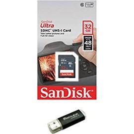 Sandisk 32GB SD SDHC Flash Memory Card For NINTENDO 3DS N3DS DS DSI & Wii Media Kit, Nikon SLR Coolpix Camera, Kodak Easyshare, Canon Powershot, Canon EOS, comes with bonus SD/TF USB Card Reader