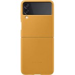 Samsung Electronics Galaxy Z Flip 3 Phone Case, Leather Protective Cover, Heavy Duty, Shockproof Smartphone Protector, US Version, Mustard (EF-VF711LYEGUS)