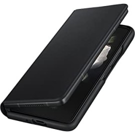 Samsung Electronics Galaxy Z Fold 3 Flip Phone Case, Leather Protective Cover with Stand, Heavy Duty, Shockproof Smartphone Protector, US Version, Black,EF-FF926LBEGUS