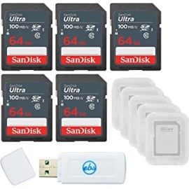 SanDisk 64GB Ultra SD Memory Card 5 Pack SDXC UHS-I Class 10 (SDSDUNR-064G-