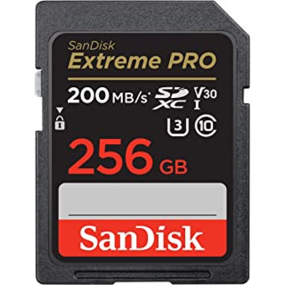 SanDisk Extreme Pro SD UHS I 256GB Card for 4K Video for DSLR and Mirrorless Cameras 200MB/s Read & 140MB/s Write